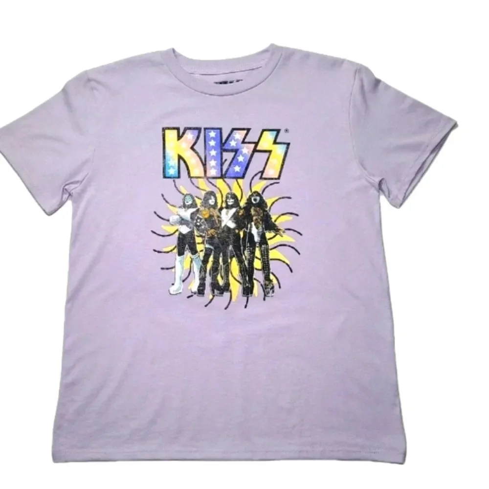 Kiss Kids Graphic T-Shirt Light Purple Oversized Band Tee New With Retail Tags